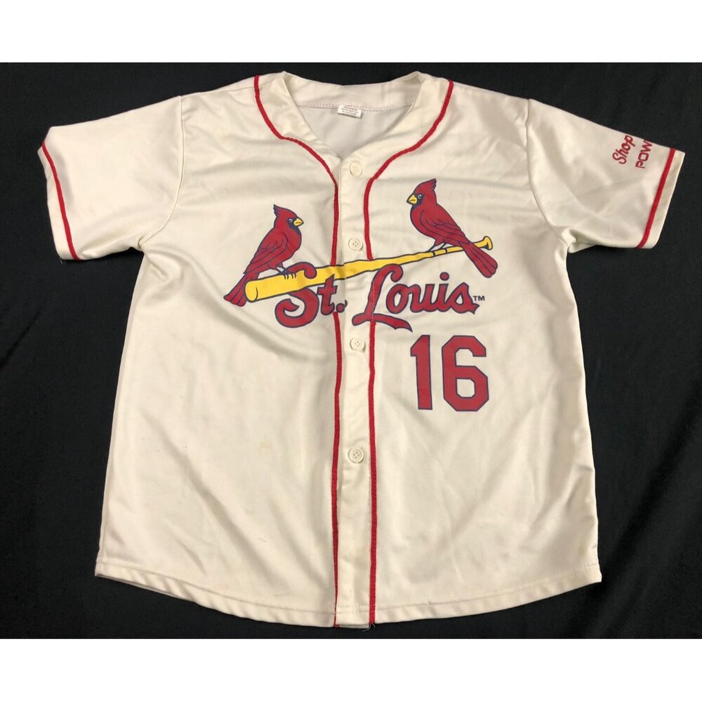 Cardinals Youth XL Buttons Jersey Shirt White Cream #16 Wong